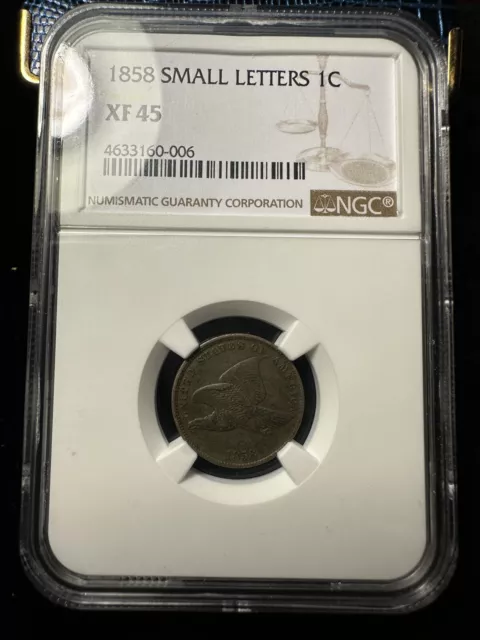 1858 Small Letters Flying Eagle Cent - 1c NGC XF45