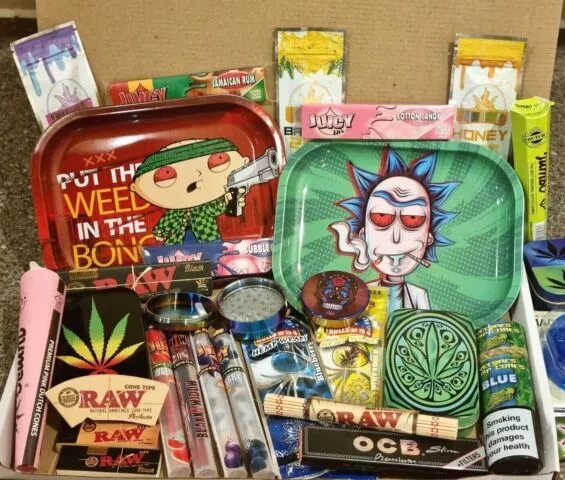 BIGSMOKESUPPLIES Large RAW Rolling Smoking TRAY Set - Smokers Hamper Gift  Set Kit