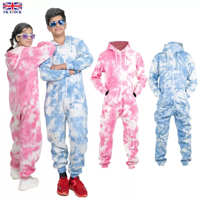 Tie Dye 1Onesie Kids Hoodie Boys Fleece Nightwear Children's Jumpsuit All-in-One