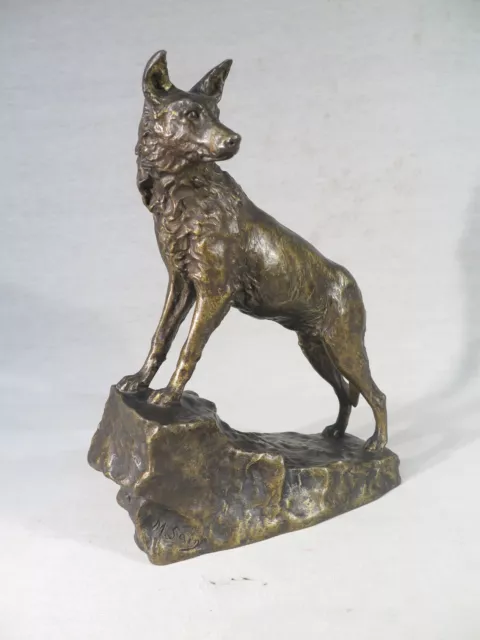 Marius Sain Ancien Bronze Animalier Chien Loup Susse Frs Paris Fondeur Signe