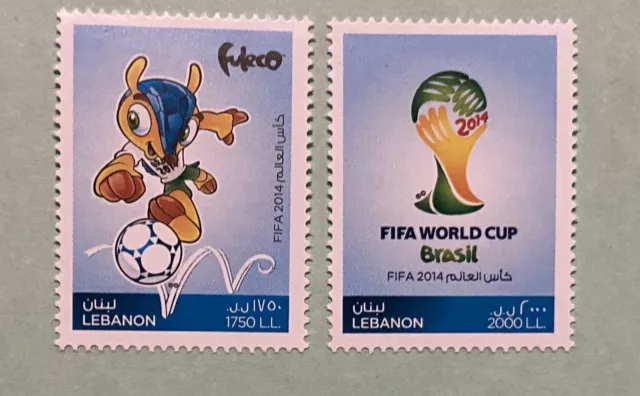 Lebanon Liban 2014 World Cup Soccer Set 2 Stamps Scott# 712-713 MNH (D56)