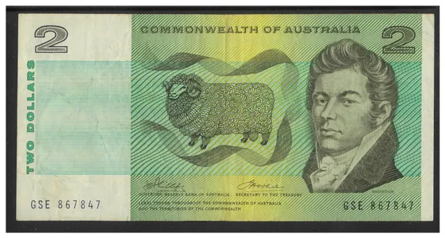 Commonwealth of Australia 1972 $2 Paper Banknote Phillips/Wheeler R84 aFine #5