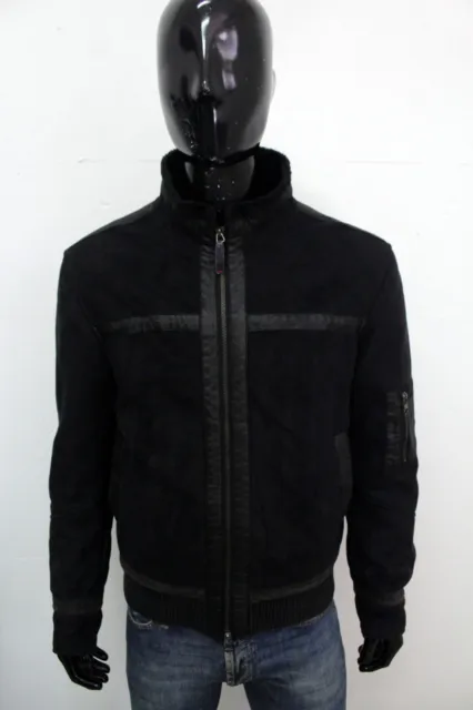 Armani Jeans Giubbotto Uomo Taglia 52 Giubbino Nero Giacca Jacket Logo Man Coat