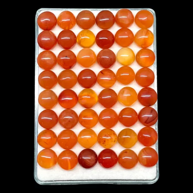 30 Pcs Natural Carnelian 9mm Round Cabochon Beautiful Orange Gemstones Wholesale