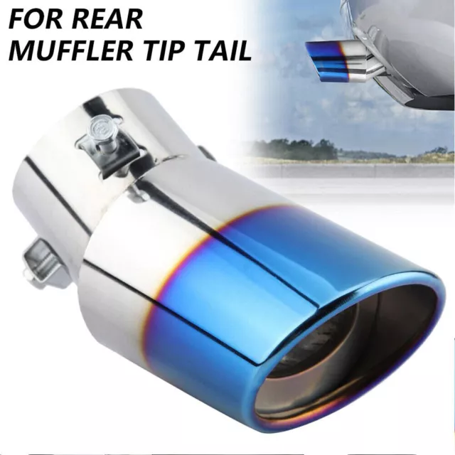 1/2 Set Dual Exhaust Pipe Tailpipe Stainless Steel Blue Tail Muffler Tip Throat