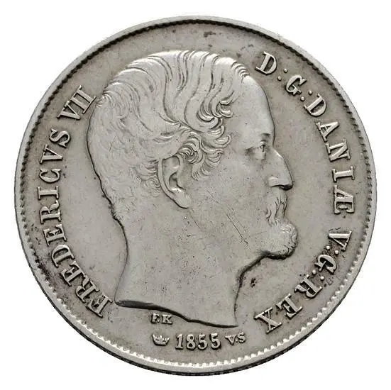 MGS DÄNEMARK KÖNIGREICH Frederik VII. 1/2 Rigsdaler 1855 Sehr schön -Vorzüglich