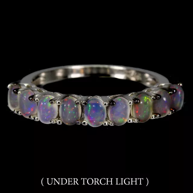 Unheated Oval Fire Opal Hot Rainbow 4x3mm 925 Sterling Silver Ring Size 8