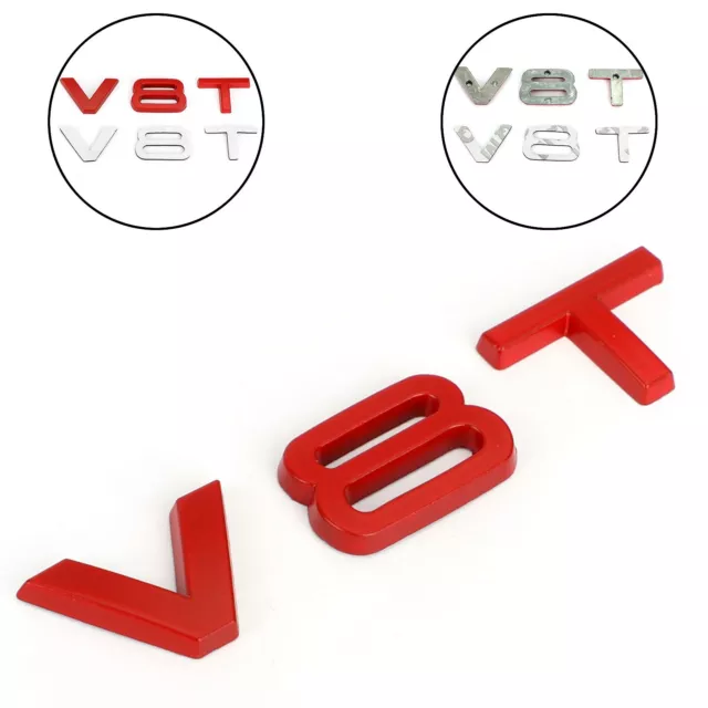 V8T Emblem Badge Fit For AUDI A1 A3 A4 A5 A6 A7 Q3 Q5 Q7 S6 S7 S8 S4 SQ5 Red UK