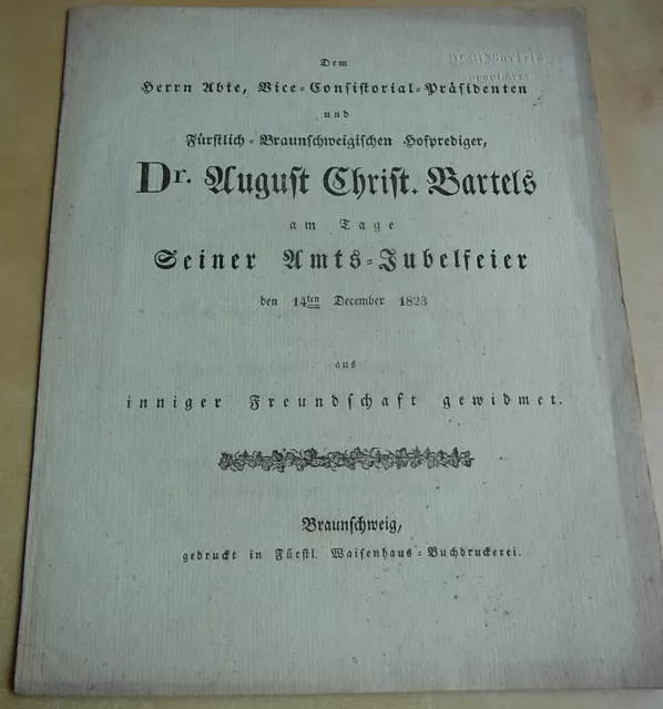 Johann Friedrich Warnecke Presión 1823 , Poema Aniversario Abt + Riddagshausen