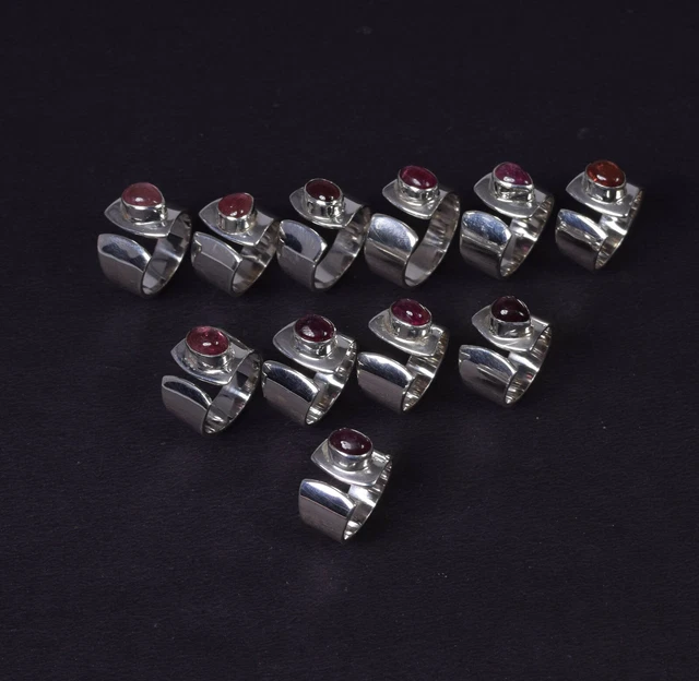 Wholesale 11pc 925 Solid Sterling Silver Pink Tourmaline Ring Lot w965