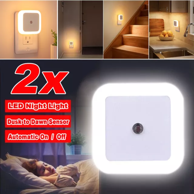 2/4x Plug in Dusk Dawn Sensor Automatic LED Kids Night Light Energy Saving Lamp