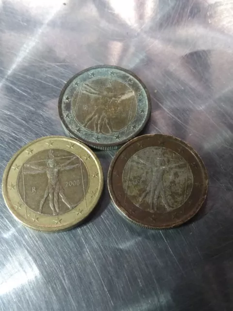 1 Euro Italien 3 Münzen . Jahr 2002 - 2006 Fehlprägung (19.2)