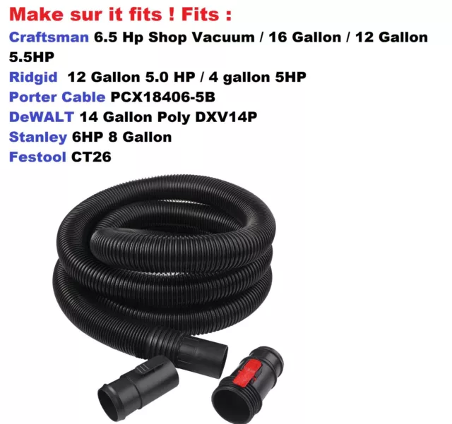 Hose For All Brands Listed 13-Foot Wet/Dry Vacuum Hose Dust Collection Red Tab