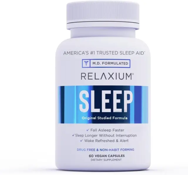 Ayuda natural para dormir Relaxium | Formación sin hábito | 60 cápsulas veganas, suplemento de 30 días