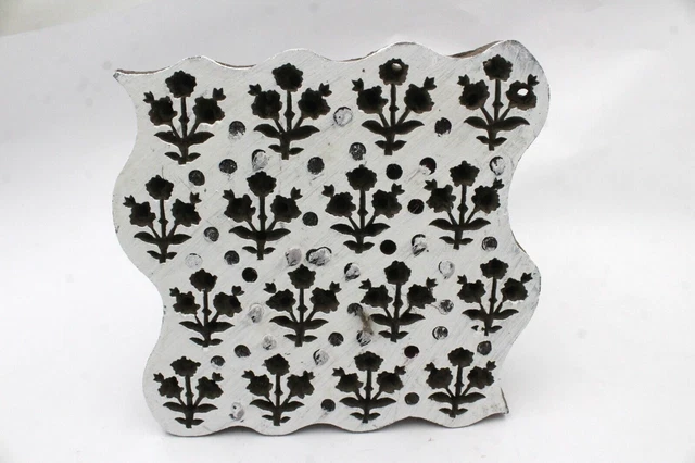 Textil floral Bloque de impresión de madera Sello Tela vintage Diseño de...