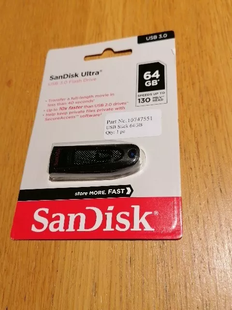 SanDisk Ultra 64GB USB Flash Pen Drive USB 3.0 Read Speed up to 100MB/s SDCZ48