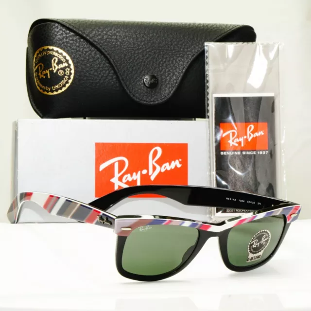 Ray-Ban seltene Drucke Wayfarer II Designer-Sonnenbrille für Herren RB 2143 1034 22866