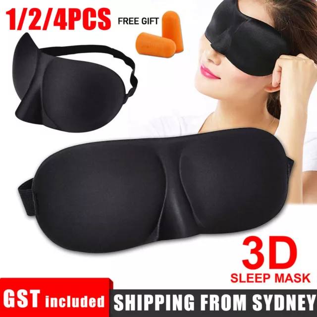 UP 4x 3D Sleeping Eye Mask Blindfold Sleep Travel Shade Relax Cover Light Blind