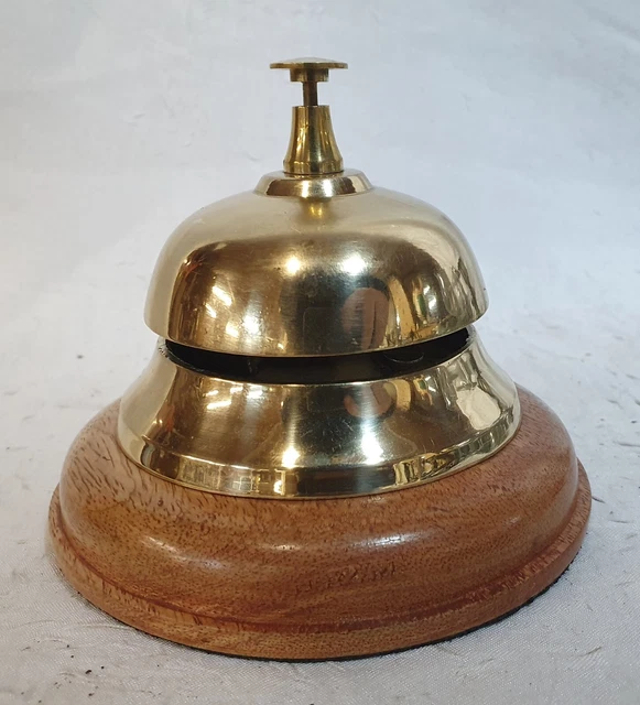 RARE clochette " hôtel "ou sonnette de table en bois et bronze vintage et ancien