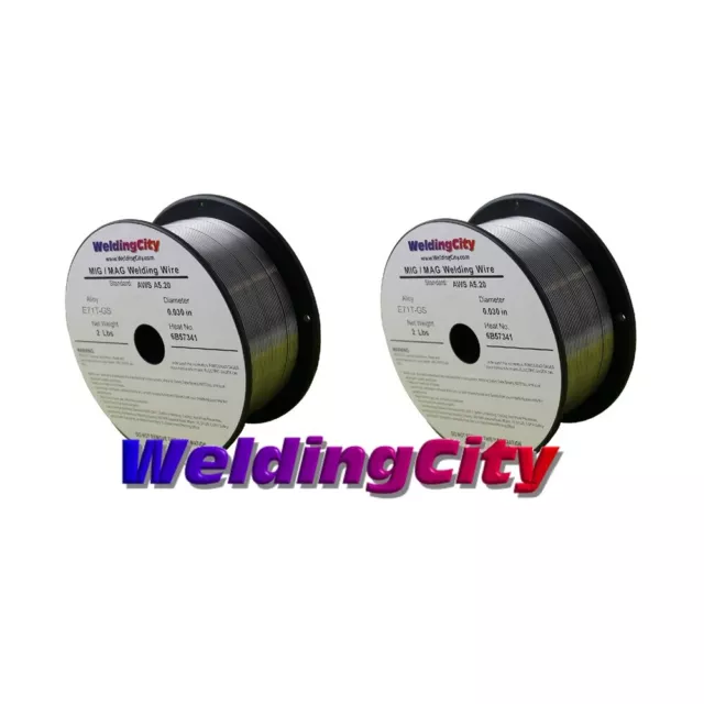 WeldingCity 2 Rolls Gasless Flux-Core MIG Welding Wire E71T-GS .030 2-lb US Sell