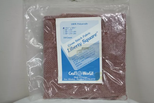 Tela de punto de cruz poliacrílico Liberty Square 14 quilates 151⁄2 x 151⁄2 artesanal World Mauve