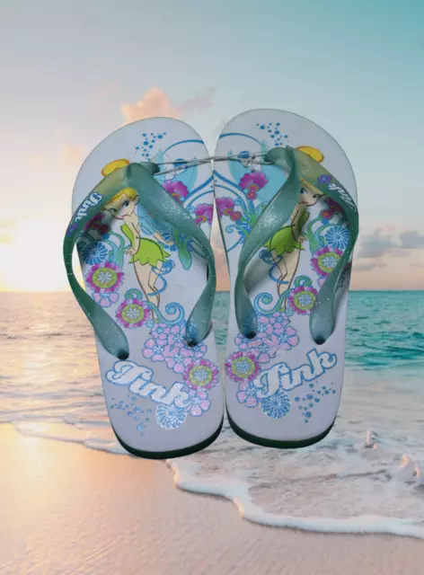 Disney Store Tinker bell flip flops womens size large 8-9 Beach Slip On