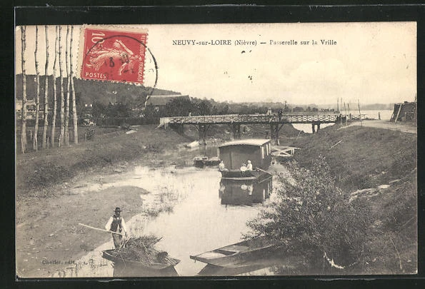 CPA Neuvy-sur-Loire, Passerelle sur la Vrille
