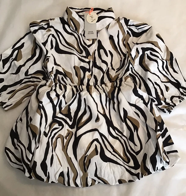River island mini girls aged 18-24 months black zebra printed dress BNWT