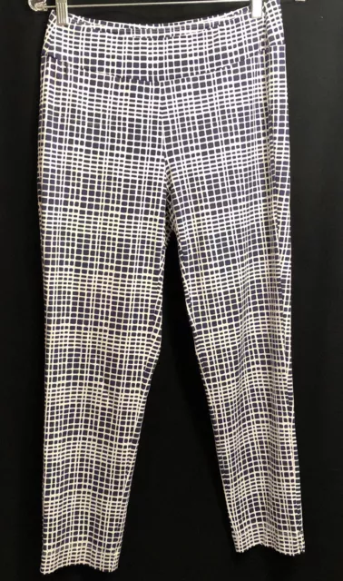 J McLaughlin Carmel Pants Navy White Check Grid Catalina Cloth Elastic Waist S