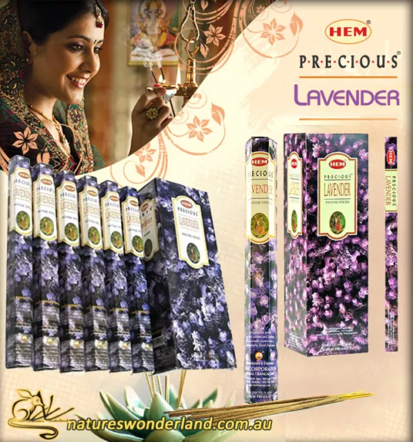 PRECIOUS LAVENDER Incense by HEM 6 x 20gm Hex 1 FULL BOX = 120 Sticks, Peace 3