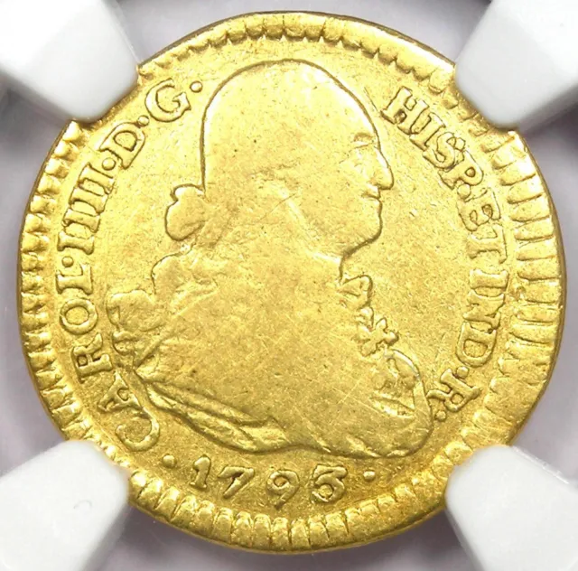 1793 Gold Colombia Charles IV Escudo Gold Coin 1E - Certified NGC VF20