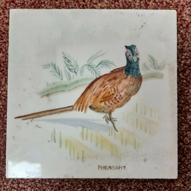 Vintage Packard & Amp Hand Painted Phesant Bird Tile Game Hunting Coaster