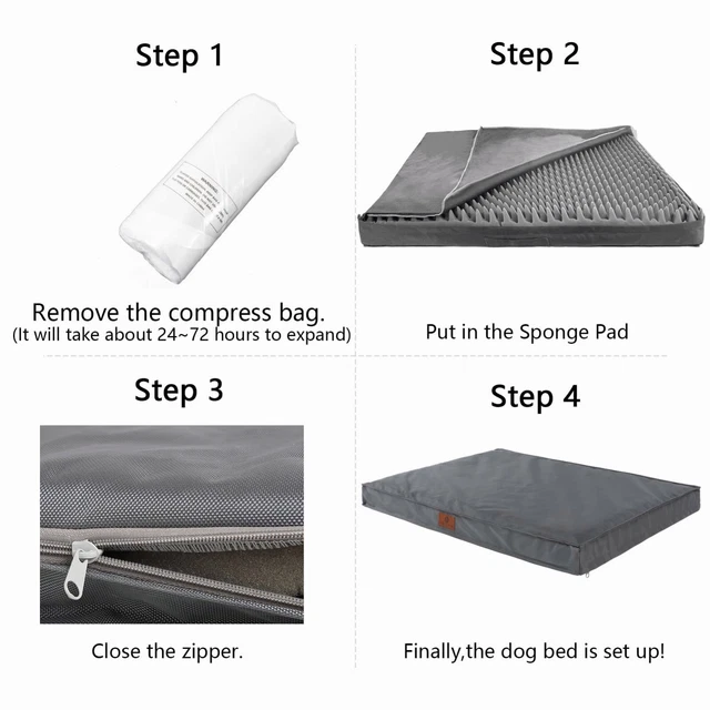 Super Soft Gray Dog Bed Orthopedic Memory Foam Pet Bed Mattress for Medium Dog 8