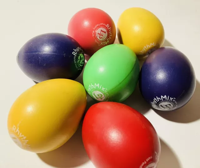 Lot of 7 Egg Shaker Maraca Percussion Instrument Rhythm Mix Brand Used