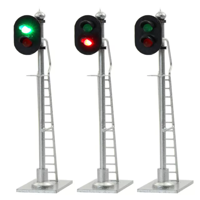 JTD873GR 3pcs Model Railroad Train Signals 2-Lights Block Signal  HO Scale 12V