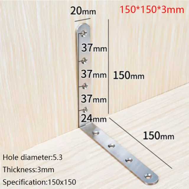 Corner Braces Brackets 90° Right Angle L Shape Stainless Steel Brace Bracket New