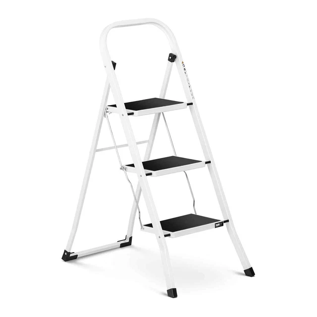 Escabeau 3 Marches En Acier Marchepied Pliable Antidérapant Échelle 150 kg Max.
