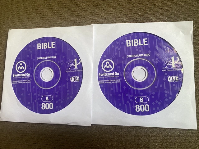 Switched on Schoolhouse Bible 8th Grade 800 A and B Disc 2007 Edition