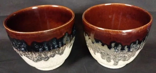 Pair of Bay Keramik W.Germany Vintage 1970s Retro Fat Lava Planter Vases Mint!!! 3