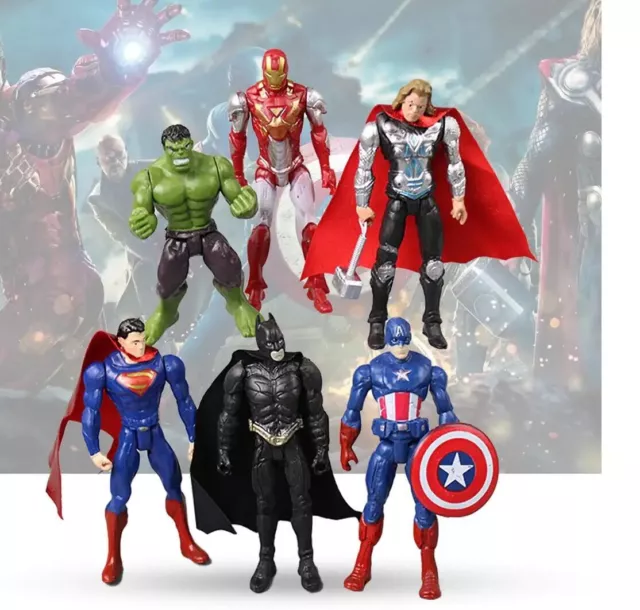 6PCS Marvel Avengers Superhero Hulk Ironman PVC Action Figure Toy Kids Gift