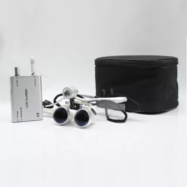 Dental Lamp Surgical Medical Binocular Loupe 2.5X-420 Magnifier W/ LED Headlight 3