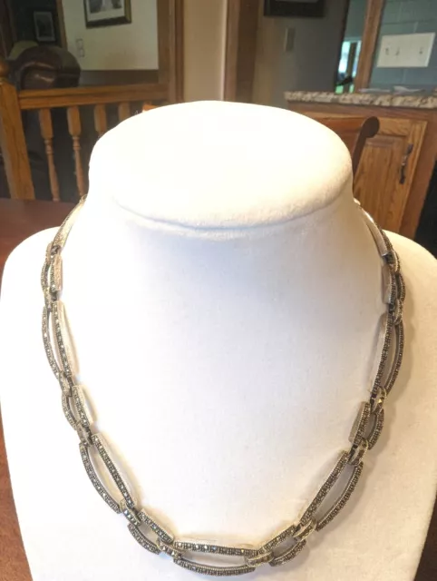 Vintage Judith Jack Sterling Silver and Marcasite 16" Necklace