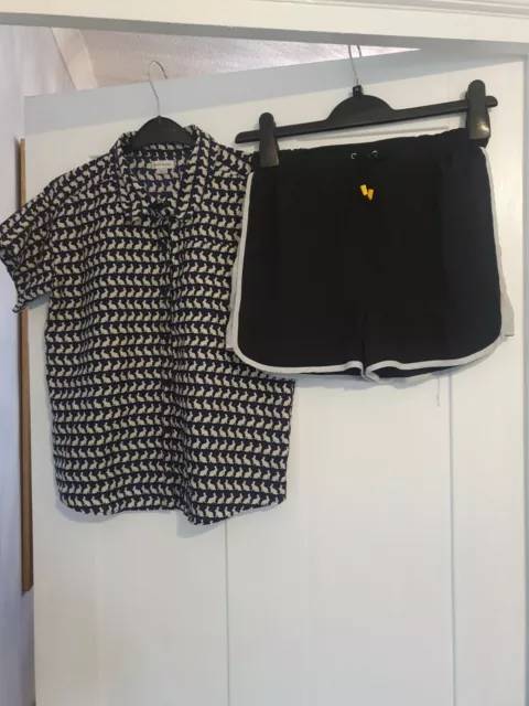 River island small bundle girls shorts + rabbit print shirt aged 12 years