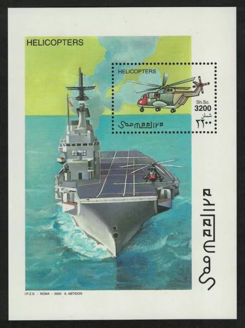 165. Somalia 2000 Briefmarke M/S Hubschrauber, Schiffe. MNH