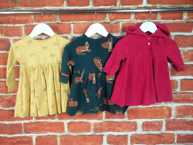 PACCHETTO BAMBINE ETÀ 6-9 MESI JOHN LEWIS NEXT ecc ABITO A MANICHE LUNGHE LAVORATO A MAGLIA 74CM