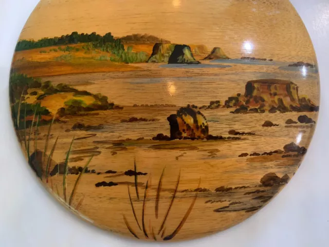 VTG Myrtlewood Plaque Hand Painted Wall Art Oregon Coast Harris Beach 2