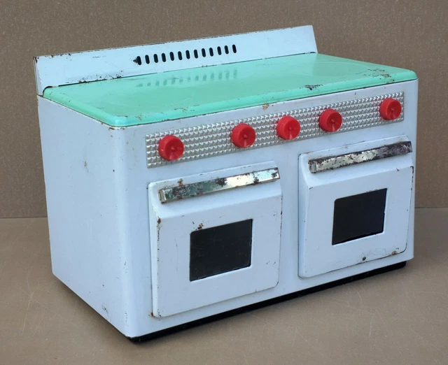 Cuisinière Jouet Ancienne - Bois Et Métal - Gazinière Avec Dinette