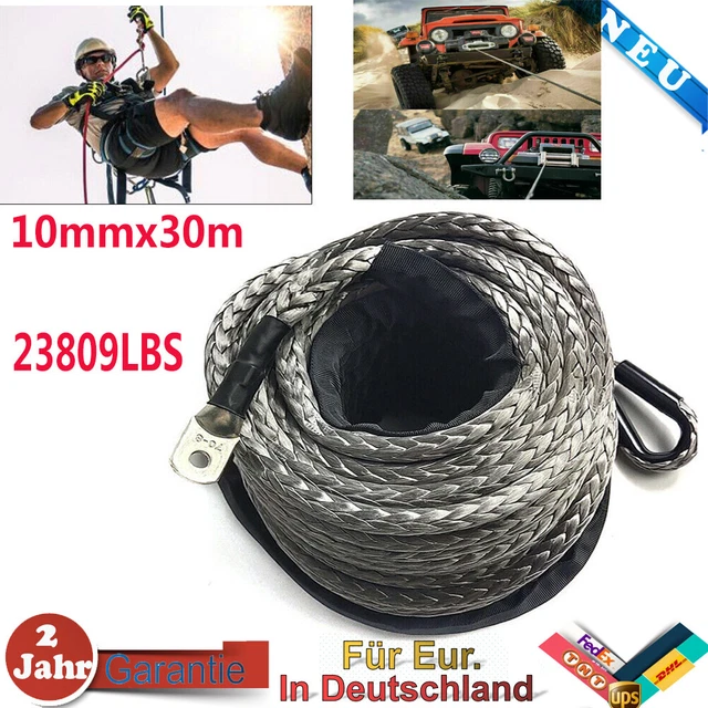 NEU 10MMx30M 23809LBS Kunststoffseil LBS Windenseil Forstseil Für Seilwinde DHL