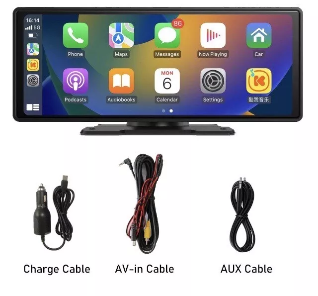 10,26 Zoll Touchscreen 2K Tragbares Auto Wireless Apple CarPlay Android Autoradio BT