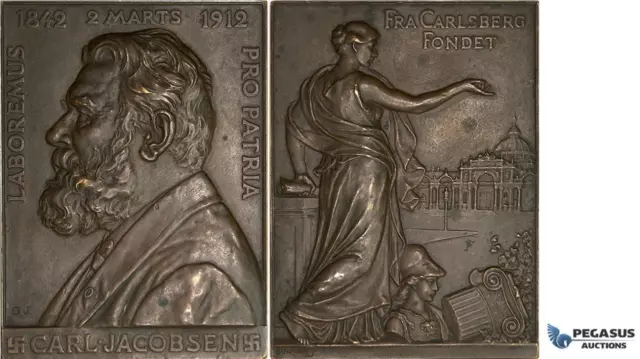 AA177, Denmark, Bronze Plaque Medal 1912 by Gunnar, Carlsberg Brewery, Carl Jaco